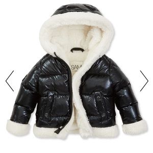 SAM. Black and Cream Kids Sherpa Puffer Jacket Coat